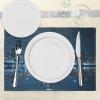 Ambesonne Chicago Skyline Place Mats Set of 4, Sleeping City Dramatic Urban Resting Popular American Lake Picture, Washable Fabric Placemats for Dining Table, Standard Size, Dark Blue