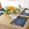 Ambesonne Chicago Skyline Place Mats Set of 4, Sleeping City Dramatic Urban Resting Popular American Lake Picture, Washable Fabric Placemats for Dining Table, Standard Size, Dark Blue