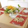 Ambesonne Chinese New Year Place Mats Set of 4, Traditional Family Reunion Dinner Table with Food for The Lunar Festival, Washable Fabric Placemats for Dining Table, Standard Size, Red Yellow