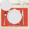 Ambesonne Chinese New Year Place Mats Set of 4, Traditional Family Reunion Dinner Table with Food for The Lunar Festival, Washable Fabric Placemats for Dining Table, Standard Size, Red Yellow