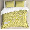 Ambesonne Christmas Duvet Cover Set, Reindeer and Snowflakes in Abstract Balls Ornament Vintage Design Paper Art Image, Decorative 3 Piece Bedding Set with 2 Pillow Shams, King Size, Beige(Yellow White)
