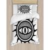 Ambesonne Christmas Duvet Cover Set, Reindeer and Snowflakes in Abstract Balls Ornament Vintage Design Paper Art Image, Decorative 3 Piece Bedding Set with 2 Pillow Shams, King Size, Beige(Black and White)