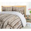 Ambesonne Christmas Duvet Cover Set, Reindeer and Snowflakes in Abstract Balls Ornament Vintage Design Paper Art Image, Decorative 3 Piece Bedding Set with 2 Pillow Shams, King Size, Beige(Brown White)