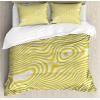 Ambesonne Christmas Duvet Cover Set, Reindeer and Snowflakes in Abstract Balls Ornament Vintage Design Paper Art Image, Decorative 3 Piece Bedding Set with 2 Pillow Shams, King Size, Beige(Yellow White)