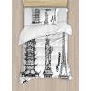 Ambesonne Christmas Duvet Cover Set, Reindeer and Snowflakes in Abstract Balls Ornament Vintage Design Paper Art Image, Decorative 3 Piece Bedding Set with 2 Pillow Shams, King Size, Beige(White Black)