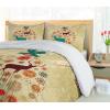 Ambesonne Christmas Duvet Cover Set, Reindeer and Snowflakes in Abstract Balls Ornament Vintage Design Paper Art Image, Decorative 3 Piece Bedding Set with 2 Pillow Shams, King Size, Beige(Beige)