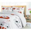 Ambesonne Christmas Duvet Cover Set, Reindeer and Snowflakes in Abstract Balls Ornament Vintage Design Paper Art Image, Decorative 3 Piece Bedding Set with 2 Pillow Shams, King Size, Beige(Red White)