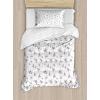 Ambesonne Christmas Duvet Cover Set, Reindeer and Snowflakes in Abstract Balls Ornament Vintage Design Paper Art Image, Decorative 3 Piece Bedding Set with 2 Pillow Shams, King Size, Beige(White)