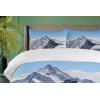 Ambesonne Christmas Duvet Cover Set, Reindeer and Snowflakes in Abstract Balls Ornament Vintage Design Paper Art Image, Decorative 3 Piece Bedding Set with 2 Pillow Shams, King Size, Beige(Blue and White)