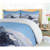 Ambesonne Christmas Duvet Cover Set, Reindeer and Snowflakes in Abstract Balls Ornament Vintage Design Paper Art Image, Decorative 3 Piece Bedding Set with 2 Pillow Shams, King Size, Beige(Blue and White)