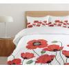 Ambesonne Christmas Duvet Cover Set, Reindeer and Snowflakes in Abstract Balls Ornament Vintage Design Paper Art Image, Decorative 3 Piece Bedding Set with 2 Pillow Shams, King Size, Beige(Orange Green)