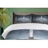 Ambesonne Christmas Duvet Cover Set, Reindeer and Snowflakes in Abstract Balls Ornament Vintage Design Paper Art Image, Decorative 3 Piece Bedding Set with 2 Pillow Shams, King Size, Beige(Blue Grey)
