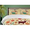 Ambesonne Christmas Duvet Cover Set, Reindeer and Snowflakes in Abstract Balls Ornament Vintage Design Paper Art Image, Decorative 3 Piece Bedding Set with 2 Pillow Shams, King Size, Beige(Beige)