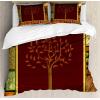 Ambesonne Christmas Duvet Cover Set, Reindeer and Snowflakes in Abstract Balls Ornament Vintage Design Paper Art Image, Decorative 3 Piece Bedding Set with 2 Pillow Shams, King Size, Beige(Brown Green)