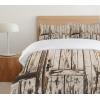 Ambesonne Christmas Duvet Cover Set, Reindeer and Snowflakes in Abstract Balls Ornament Vintage Design Paper Art Image, Decorative 3 Piece Bedding Set with 2 Pillow Shams, King Size, Beige(Brown White)