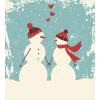Ambesonne Christmas Duvet Cover Set, Snowman and Woman Romantic Couple in Love Holding Hands Grunge Display, Decorative 3 Piece Bedding Set with 2 Pillow Shams, Queen Size, Seafoam Red Cream