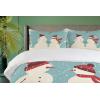 Ambesonne Christmas Duvet Cover Set, Snowman and Woman Romantic Couple in Love Holding Hands Grunge Display, Decorative 3 Piece Bedding Set with 2 Pillow Shams, Queen Size, Seafoam Red Cream