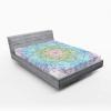 Ambesonne Christmas Fitted Sheet, Merry Christmas Lettering on an Abstract Modern Snowflake Dot Pattern, Soft Decorative Fabric Bedding All-Round Elastic Pocket, Queen Size, Charcoal Beige(Blue Multicolor)