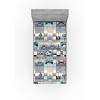 Ambesonne Christmas Fitted Sheet, Merry Christmas Lettering on an Abstract Modern Snowflake Dot Pattern, Soft Decorative Fabric Bedding All-Round Elastic Pocket, Queen Size, Charcoal Beige(Soft Blue Pale Grey)