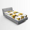 Ambesonne Christmas Fitted Sheet, Merry Christmas Lettering on an Abstract Modern Snowflake Dot Pattern, Soft Decorative Fabric Bedding All-Round Elastic Pocket, Queen Size, Charcoal Beige(Earth Yellow Black)