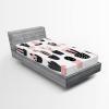 Ambesonne Christmas Fitted Sheet, Merry Christmas Lettering on an Abstract Modern Snowflake Dot Pattern, Soft Decorative Fabric Bedding All-Round Elastic Pocket, Queen Size, Charcoal Beige(Pink White)
