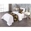 Ambesonne Christmas Floral Bed Runner Set, Simple Design Botany Pattern Winter Rabbits Snowflakes Circles, Decorative Bedding Scarf and a Pillow Sham for Hotels Homes, Twin, Dark Sea Green White(Dark Mustard and Caramel)