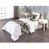 Ambesonne Christmas Floral Bed Runner Set, Simple Design Botany Pattern Winter Rabbits Snowflakes Circles, Decorative Bedding Scarf and a Pillow Sham for Hotels Homes, Twin, Dark Sea Green White(Blue Grey Khaki Black)