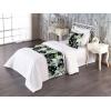 Ambesonne Christmas Floral Bed Runner Set, Simple Design Botany Pattern Winter Rabbits Snowflakes Circles, Decorative Bedding Scarf and a Pillow Sham for Hotels Homes, Twin, Dark Sea Green White(Olive Green Ceil Blue)