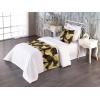 Ambesonne Christmas Floral Bed Runner Set, Simple Design Botany Pattern Winter Rabbits Snowflakes Circles, Decorative Bedding Scarf and a Pillow Sham for Hotels Homes, Twin, Dark Sea Green White(Mustard Brown)