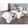 Ambesonne Christmas Floral Bed Runner Set, Simple Design Botany Pattern Winter Rabbits Snowflakes Circles, Decorative Bedding Scarf and a Pillow Sham for Hotels Homes, Twin, Dark Sea Green White(Dark Grey White)