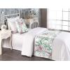 Ambesonne Christmas Floral Bed Runner Set, Simple Design Botany Pattern Winter Rabbits Snowflakes Circles, Decorative Bedding Scarf and a Pillow Sham for Hotels Homes, Twin, Dark Sea Green White(Peacock Green and Pale Ruby)