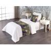 Ambesonne Christmas Floral Bed Runner Set, Simple Design Botany Pattern Winter Rabbits Snowflakes Circles, Decorative Bedding Scarf and a Pillow Sham for Hotels Homes, Twin, Dark Sea Green White(Dark Purple Pale Orange)