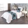 Ambesonne Christmas Floral Bed Runner Set, Simple Design Botany Pattern Winter Rabbits Snowflakes Circles, Decorative Bedding Scarf and a Pillow Sham for Hotels Homes, Twin, Dark Sea Green White(Pale Seafoam Dark Indigo)