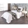 Ambesonne Christmas Floral Bed Runner Set, Simple Design Botany Pattern Winter Rabbits Snowflakes Circles, Decorative Bedding Scarf and a Pillow Sham for Hotels Homes, Twin, Dark Sea Green White(Off White Ginger Grey)