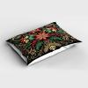 Ambesonne Christmas Pillow Sham Set of 2, Black Xmas with Victorian Leaves and Flowery Huddle Snowflake Details, Quality Microfiber Bedding Item for All Seasons, 30″ x 20″, Dark Pink Green Khaki