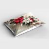 Ambesonne Christmas Pillow Sham Set of 2, Traditional Xmas with Poinsettia Flowers Ornate and Snowflakes, Quality Microfiber Bedding Item for All Seasons, 26″ x 20″, Pale Vermilion and Grey Teal