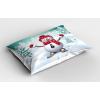 Ambesonne Christmas Pillow Sham, Snow Covered Mountain with Fir Trees and Skiing Snowman Fun Holiday Activity, Decorative Standard King Size Printed Pillowcase, 36″ X 20″, White Teal