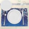 Ambesonne Christmas Place Mats Set of 4, Ornamental White Snowflakes in Various Styles Cold Winter Season, Washable Fabric Placemats for Dining Table, Standard Size, Blue Navy