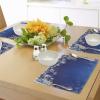 Ambesonne Christmas Place Mats Set of 4, Ornamental White Snowflakes in Various Styles Cold Winter Season, Washable Fabric Placemats for Dining Table, Standard Size, Blue Navy