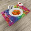 Ambesonne Colorful Place Mats Set of 4, Rainbow Colored Contour Display Futuristic Block Brick-Like Geometric Artisan, Washable Fabric Placemats for Dining Table, Standard Size, Rainbow Colors
