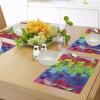 Ambesonne Colorful Place Mats Set of 4, Rainbow Colored Contour Display Futuristic Block Brick-Like Geometric Artisan, Washable Fabric Placemats for Dining Table, Standard Size, Rainbow Colors