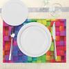 Ambesonne Colorful Place Mats Set of 4, Rainbow Colored Contour Display Futuristic Block Brick-Like Geometric Artisan, Washable Fabric Placemats for Dining Table, Standard Size, Rainbow Colors