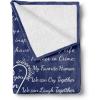 Ambesonne Cousin Gift Blanket, Custom Gift Idea for Women & Men Christmas Birthday Present Male Female, Flannel Fleece Bed & Throw Cover Filled with Appreciation Love Words, 50″ x 70″, Black(Navy Blue)
