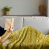 Ambesonne Cousin Gift Blanket, Custom Gift Idea for Women & Men Christmas Birthday Present Male Female, Flannel Fleece Bed & Throw Cover Filled with Appreciation Love Words, 50″ x 70″, Black(Mustard)