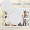 Ambesonne Dog Place Mats Set of 4, Multicultural Dog Family in a Row from Back and Front Views Companionship Comic Art, Washable Fabric Placemats for Dining Table, Standard Size, Yellow Brown