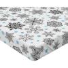 Ambesonne Eggplant Fitted Sheet, Christmas Inspired Flowers Snowflakes and Swirls in a Violet Delicate Environment, Soft Decorative Fabric Bedding All-Round Elastic Pocket, Twin Size, Violet White(White Black)