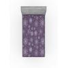 Ambesonne Eggplant Fitted Sheet, Christmas Inspired Flowers Snowflakes and Swirls in a Violet Delicate Environment, Soft Decorative Fabric Bedding All-Round Elastic Pocket, Twin Size, Violet White(Violet White)