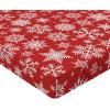 Ambesonne Eggplant Fitted Sheet, Christmas Inspired Flowers Snowflakes and Swirls in a Violet Delicate Environment, Soft Decorative Fabric Bedding All-Round Elastic Pocket, Twin Size, Violet White(Red and White)
