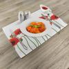 Ambesonne Floral Place Mats Set of 4, Poppies of Spring Season Pastoral Flowers Botany Bouquet Field Nature Theme Art, Washable Fabric Placemats for Dining Table, Standard Size, Orange Green