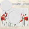 Ambesonne Floral Place Mats Set of 4, Poppies of Spring Season Pastoral Flowers Botany Bouquet Field Nature Theme Art, Washable Fabric Placemats for Dining Table, Standard Size, Orange Green